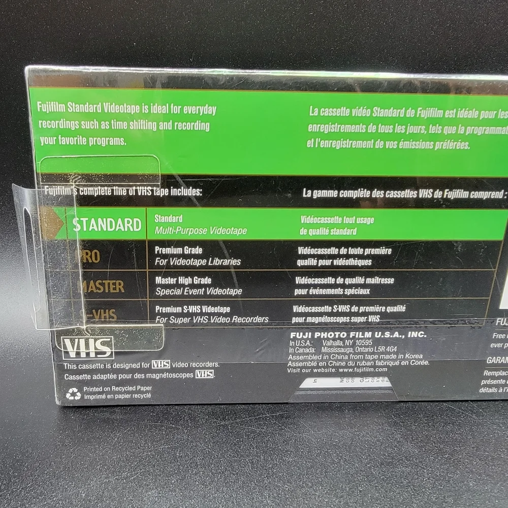 FujiFilm 6Hrs T-120 Blank VHS Tape High Quality Videocassette Factory Sealed New